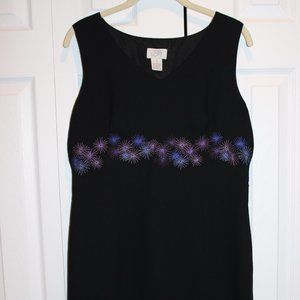 LOFT black embroidered sheath dress, size 6